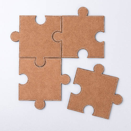 Sottobicchiere in pelle a forma di puzzle per sublimazione - marrone