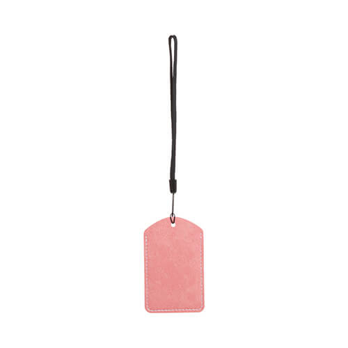 Etichetta bagaglio in pelle per sublimazione - cupola rosa con cordino nero