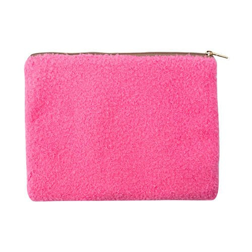 Borsa cosmetica in peluche per sublimazione - bianca e rosa