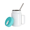 Mug in acciaio da 480 ml con manico e coperchio in silicone verde per sublimazione