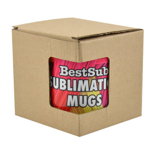 Una scatola per una tazza 330 ml - marrone con una finestra