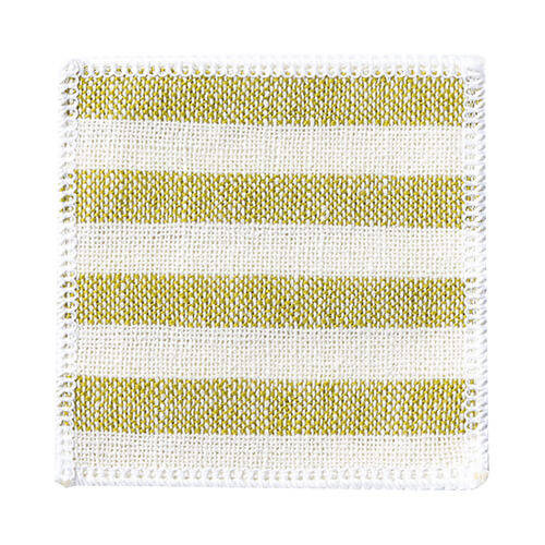 Sottobicchiere in tela 10 x 10 cm crema con strisce verde chiaro per sublimazione