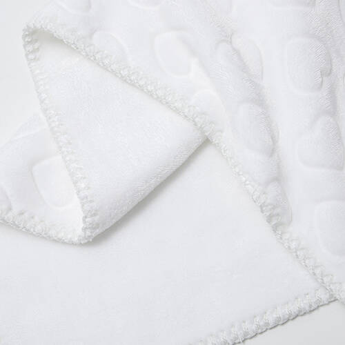 Coperta Minky con cuori per sublimazione - bianca