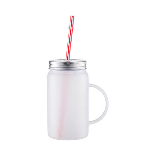 Mason Jar Tazza da 500 ml con cannuccia per sublimazione - vetro congelato
