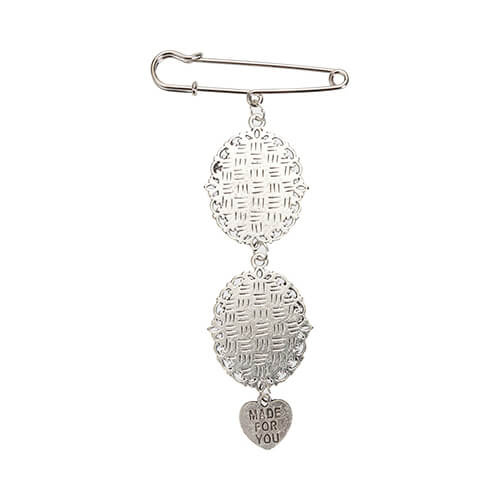 Spilla ovale doppia - spilla da balia con ciondolo a forma di cuore per sublimazione