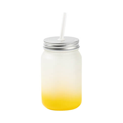 Mug Mason Jar 450 ml satinato senza manico per sublimazione - sfumatura Giallo
