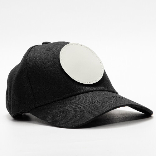 Cappello da baseball in cotone con patch rotonda in velcro per sublimazione - nero