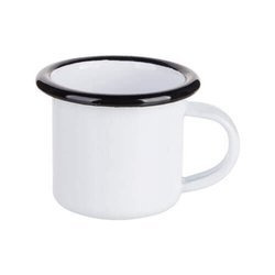 Tazza smaltato 100 ml con bordo nero Sublimazione Termostampa - bianco