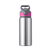 Borraccia in alluminio 650 ml argento con tappo a vite con inserto rosa per sublimazione