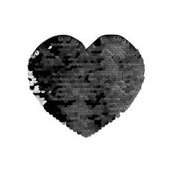 Patch paillettes cuore bicolore da sublimare - colore nero 12 x 10,5 cm