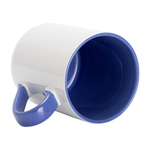 Tazza da 325 ml per sublimazione - con interno e manico blu