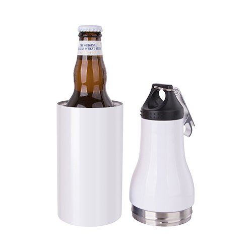 Contenitore in acciaio inox da 360 ml per bottiglia di birra con apri - bianco
