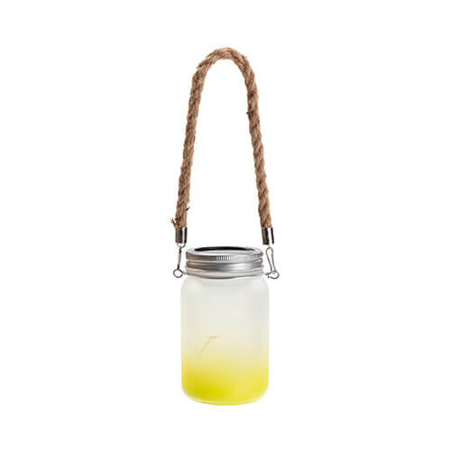 Lanterna da 450 ml con manico in corda - sfumatura verde lime
