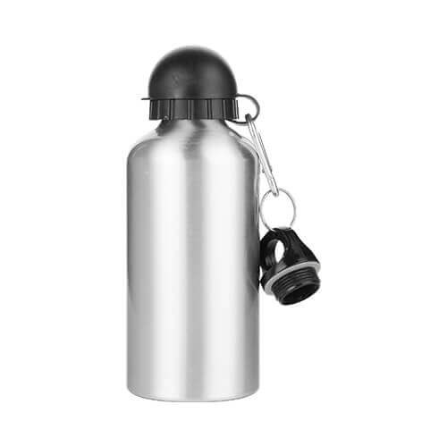 Borraccia bevande 500 ml - argentata con 2 tappi a vite - Stampa sublimatica a trasferimento termico
