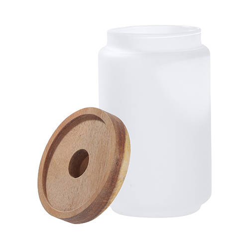 Contenitore in vetro da 750 ml con coperchio in legno per sublimazione