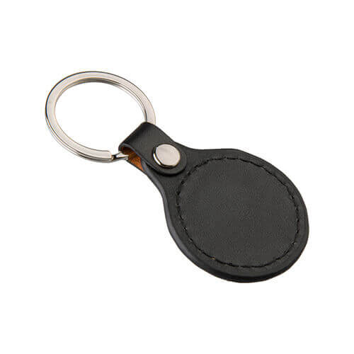 Portachiavi in pelle e metallo per la sublimazione – cerchio - nero