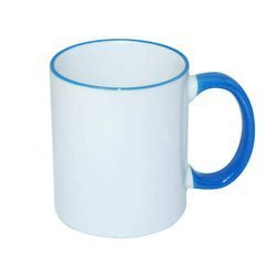 Tazza 330 ml con il manico blu Sublimazione Termostampa