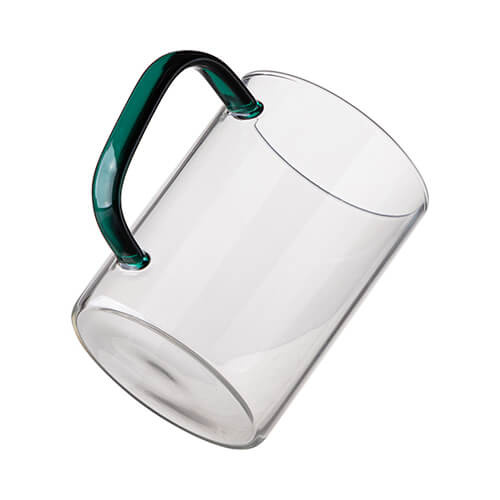 Vetro da 450 ml con manico verde per sublimazione