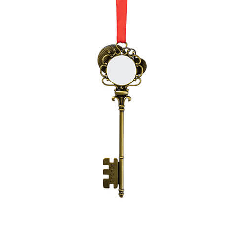 Ciondolo albero di Natale in metallo per sublimazione - chiave d'oro