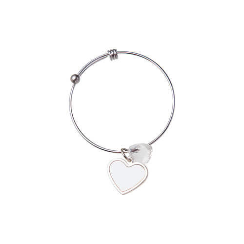 Bracciale con sfera, cuore di cristallo e pendente a cuore per stampa sublimatica