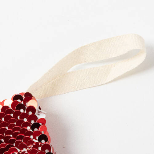 Calzino natalizio con paillettes rosse per sublimazione