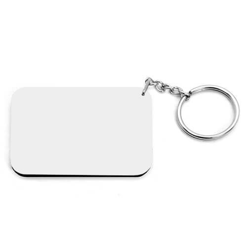 Portachiavi in Plastica Rettangolare 66 x 47 mm bianco con bordo colorato Sublimazione Trasferimento termico