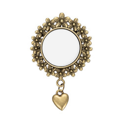 Spilla rotonda con ciondolo a forma di cuore per sublimazione