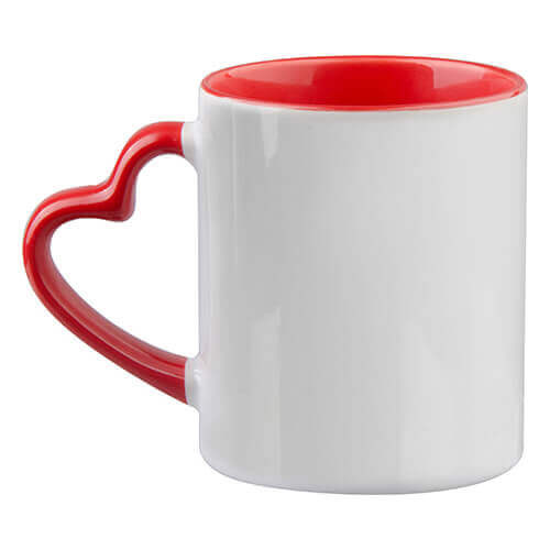 Tazza FUNNY con manico cuore Sublimazione Termostampa - rosso 