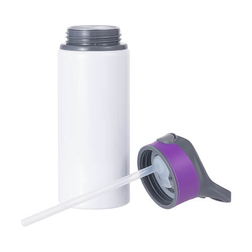 Borraccia in alluminio bianco da 650 ml con tappo a vite con inserto Viola per la sublimazione