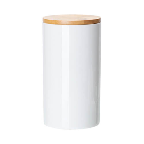 Contenitore in ceramica da 900 ml con coperchio in legno per sublimazione
