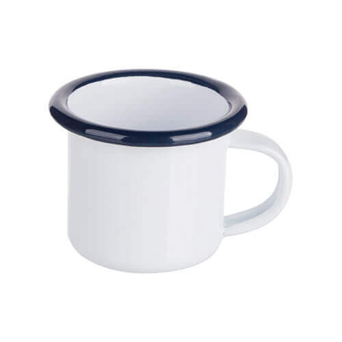 Tazza smaltato 100 ml con bordo blu Sublimazione Termostampa - bianco