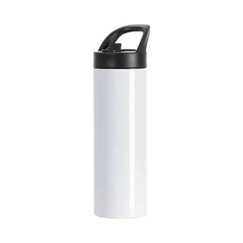 Borraccia - Bottiglia per bevande da 600 ml con coperchio con manico per sublimazione - bianco