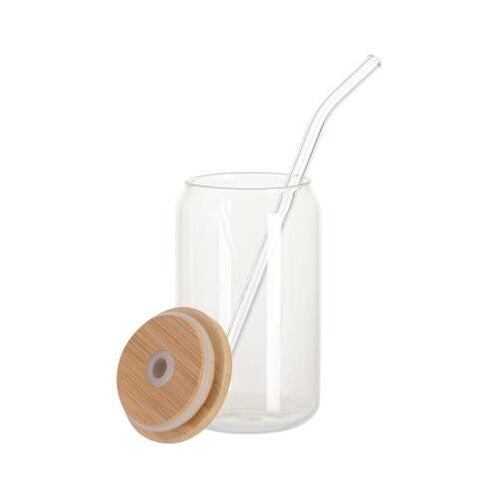 Set di 6 bicchieri da 400 ml con cannuccia e coperchio in bambù per sublimazione