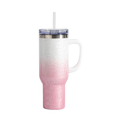 Tazza da viaggio 3D Puff Cloud da 1200 ml per sublimazione - bianca e rosa