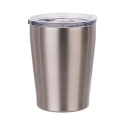 Tazza in metallo, per il latte e con coperchio - argento