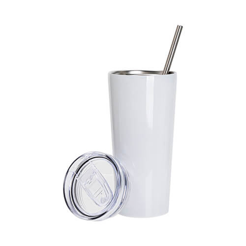 Tazza da 700 ml con coperchio a prova di perdite e cannuccia per sublimazione - bianco