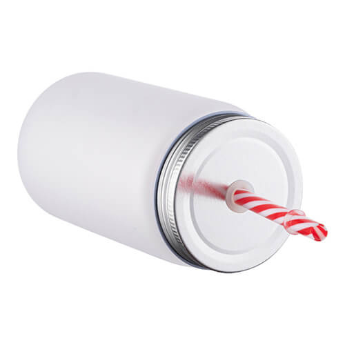 Mason Jar Tazza da 500 ml con cannuccia per sublimazione - vetro congelato