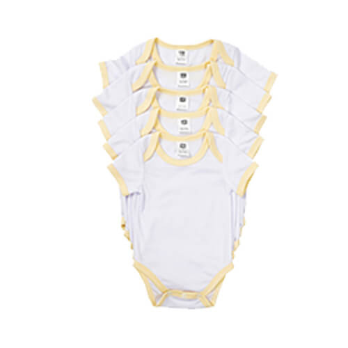 Body per bambini con maniche corte per la sublimazione - bordino giallo