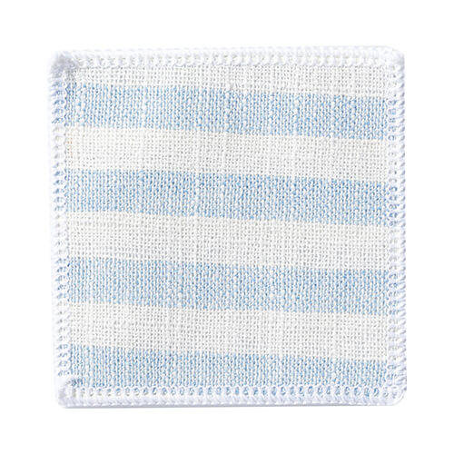 Sottobicchiere in tela 10 x 10 cm crema con strisce blu per sublimazione