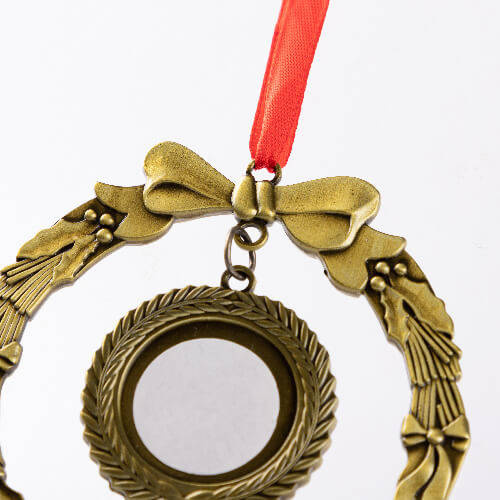 Ciondolo albero di Natale in metallo per sublimazione - ghirlanda dorata