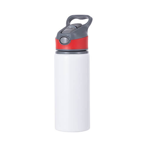 Borraccia in alluminio bianco da 650 ml con tappo a vite con inserto Rosso per la sublimazione