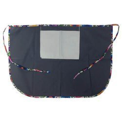 Grembiule classico con tasca per stampa – di colore grigio con bordino colorato - fiori slavi bianchi