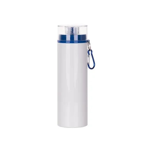 Bottiglia in alluminio 850 ml bianca con tappo trasparente e coperchio blu per sublimazione