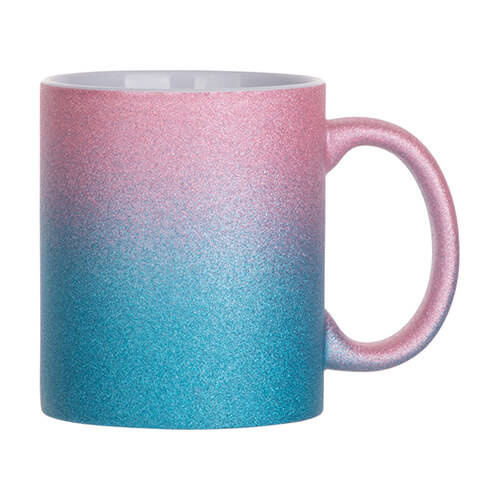 Tazza 330 ml con glitter per sublimazione - sfumatura rosa-blu