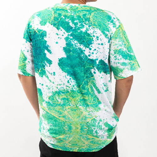 T-shirt Cotton-Like Bleached Leopard Summer Green per sublimazione
