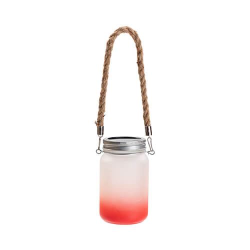 Lanterna da 450 ml con manico in corda - sfumatura rosso