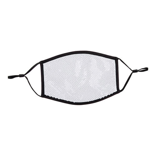 Maschera viso grande con rifiniture nere e paillettes per la sublimazione