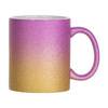 Tazza 330 ml con glitter per sublimazione - sfumatura oro-rosa, con una scatola di cartone