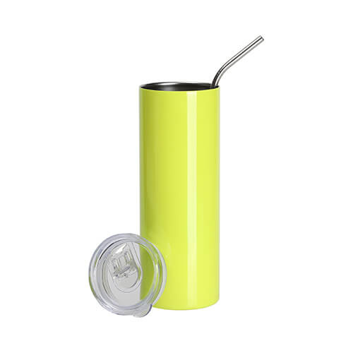 Tazza da 600 ml con cannuccia per sublimazione - giallo neon