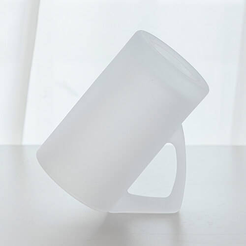 Mug in vetro satinato da 400 ml con manico triangolare per sublimazione